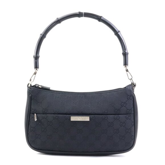 GUCCI Black Leather Bamboo Shoulder Bag - Picture 1 of 5